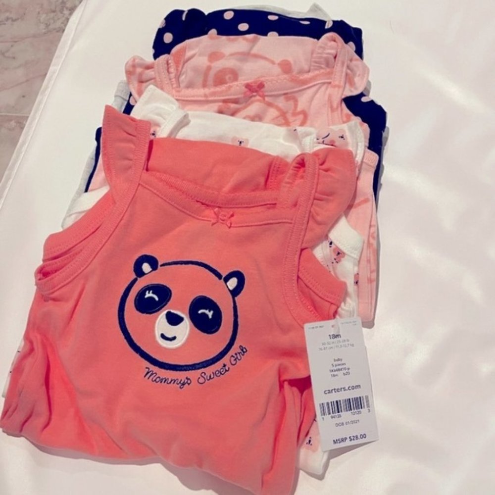 NWT Carter’s 5-pack tank onesies with ruffle sleeves